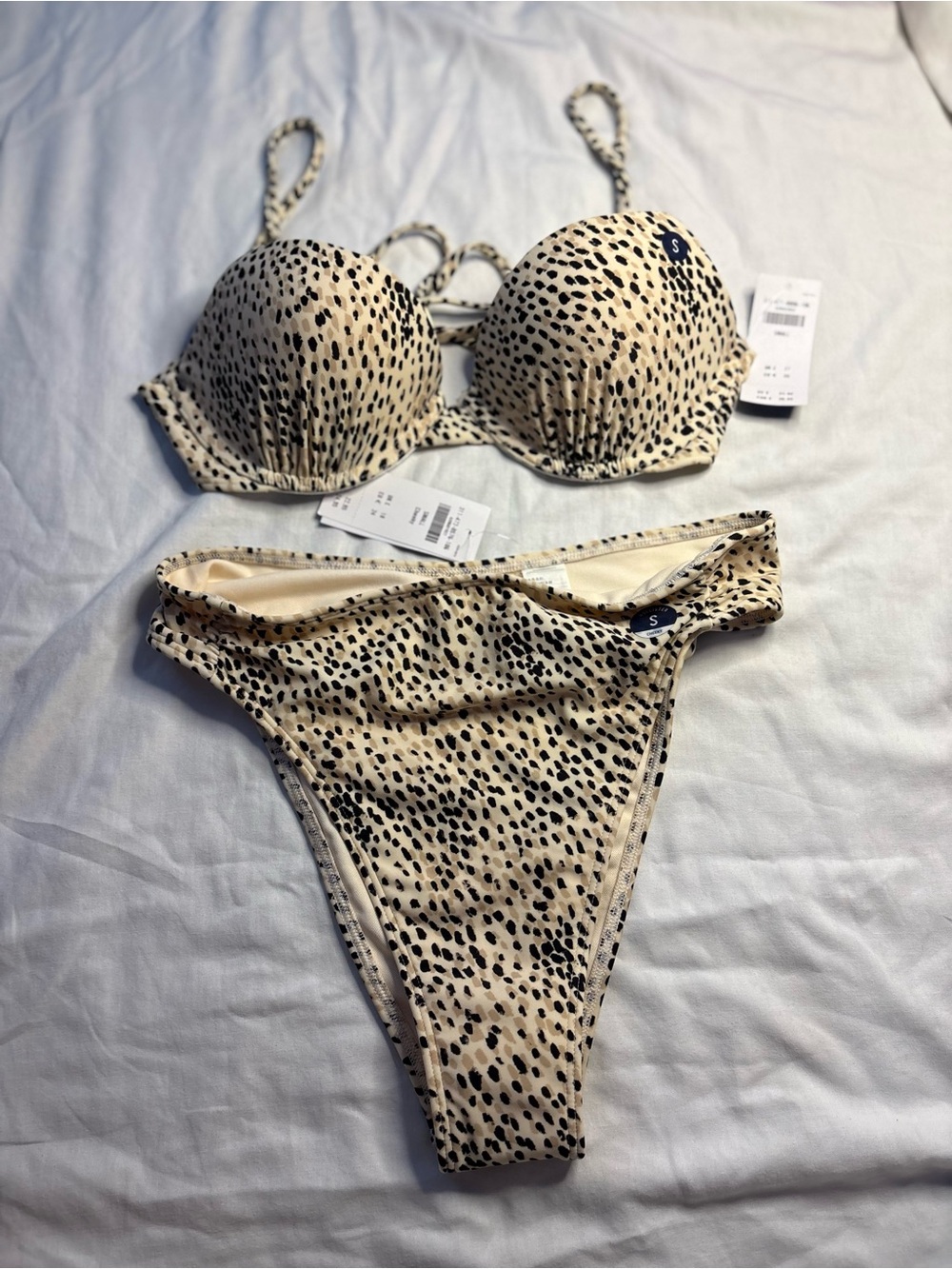 Hollister Beige and Black Leopard Print Bikini